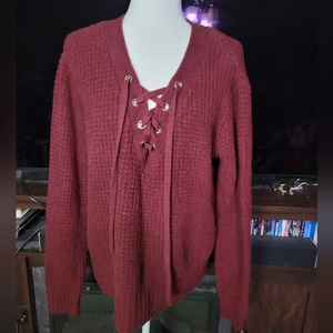 Ruby Moon size medium lady's lace up front sweater